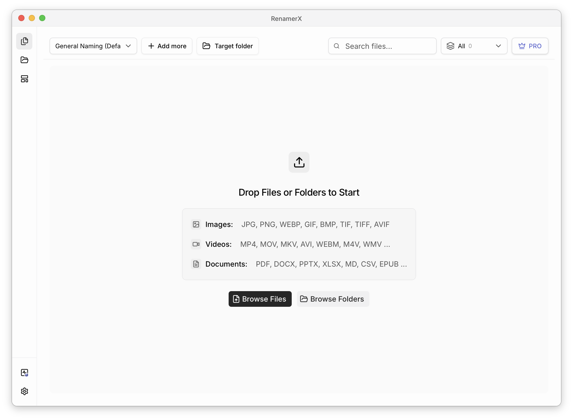 RenamerX batch rename interface preview