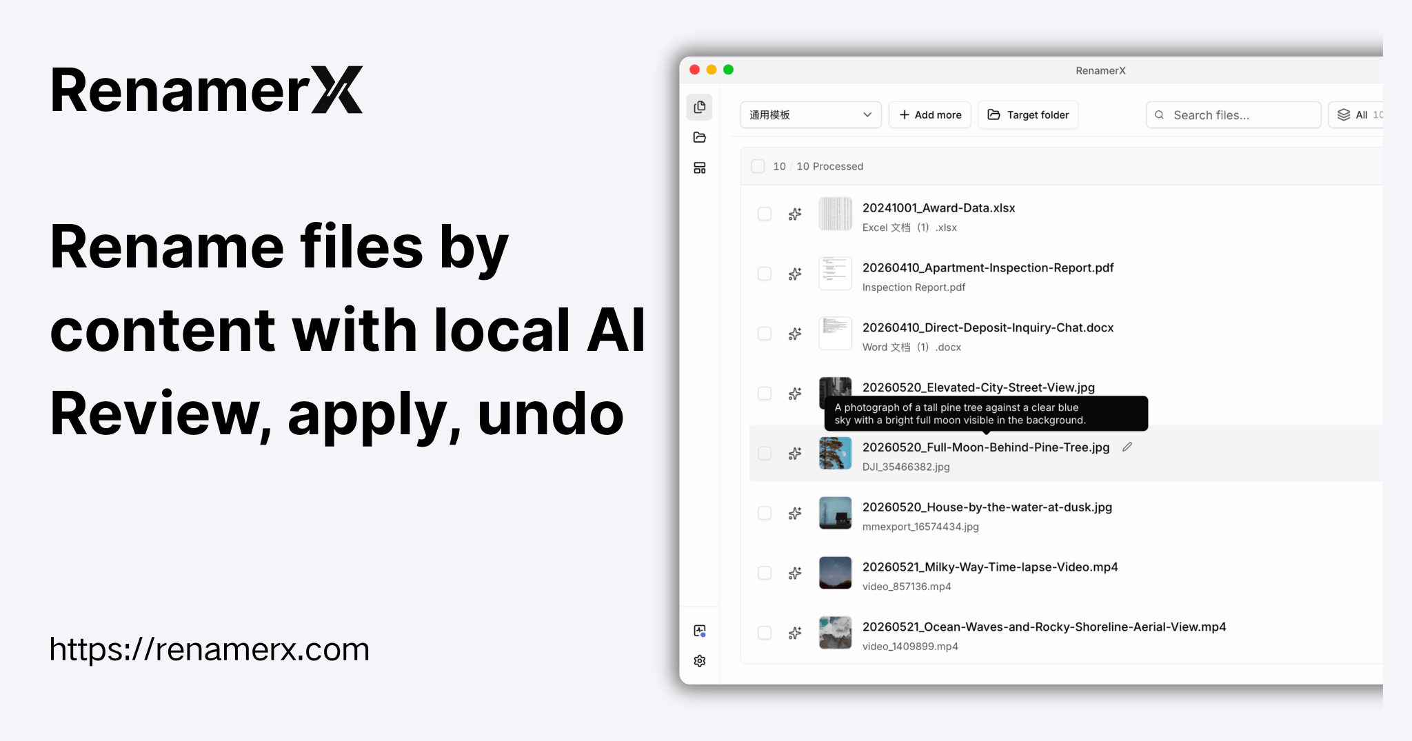 RenamerX - AI File Renamer and Organizer